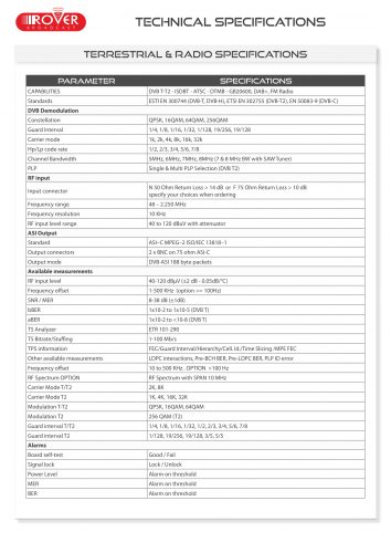 ROVER BROADCAST - EXAMINER PROBE - TECHNICAL SPECIFICATIONS b