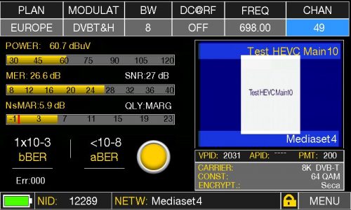 ROVER HD TAB 900 Plus - MEAS CH 49 Tests HEVC Main 10