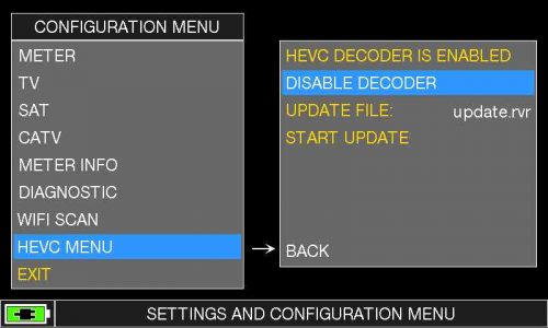 ROVER HD TAB 900 Plus - HEVC MENU DISABLE DECODER