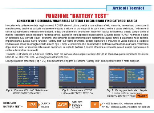 ROVER Articolo BATTERY TEST