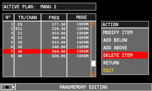 ROVER HD Series MANUMEMORY 36 DELETE ITEM