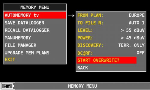 ROVER HD Series AUTOMEMORY TV START OVERWRITE