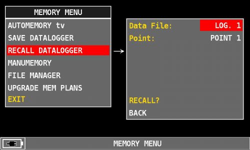 ROVER HD Series RECALL DATALOGGER LOG 1