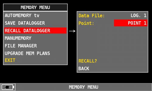 ROVER HD Series RECALL DATALOGGER POINT 1