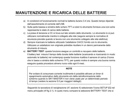 SkyMaster 4 - Procedura di battery test V903-44