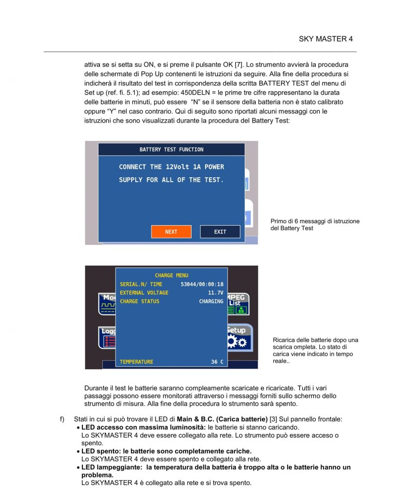 SkyMaster 4 - Procedura di battery test V903-45