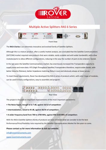 ROVER SATCOM - Multiple Active Splitters - RAS 6 Series