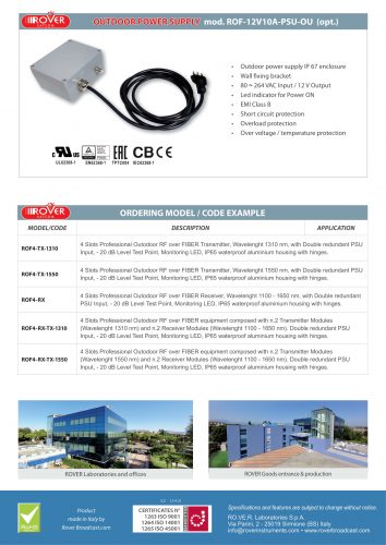 ROVER SATCOM - ROF4xx - MODULAR OUTDOOR RF Over FIBER LINK-4ROVER SATCOM - ROF4xx - MODULAR OUTDOOR RF Over FIBER LINK-4